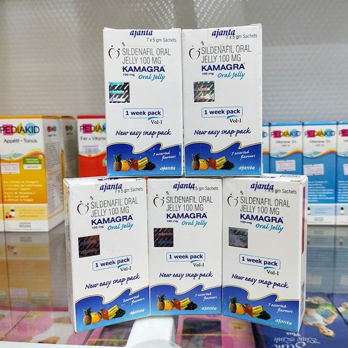 Thạch trái cây cường dương tăng cường sinh lý nam Kamagra Oral Jelly 100mg Hộp 7 Gói